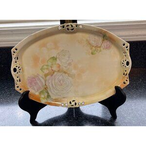 Vintage Cut Out Edged Plate Royal Bayreuth Bavaria Pearlescence Hand Painted